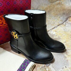 Tory Burch Miller 45MM Leather Ankle Bootie, Perfect Black Size 5 NWB